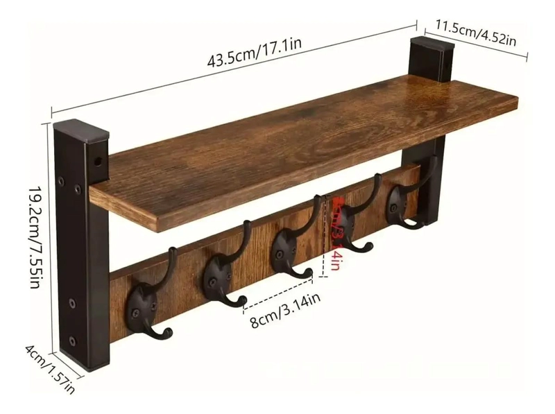 ESTANTE DE PARED CON PERCHERO Y REPISA PARA ORGANIZACION - 2