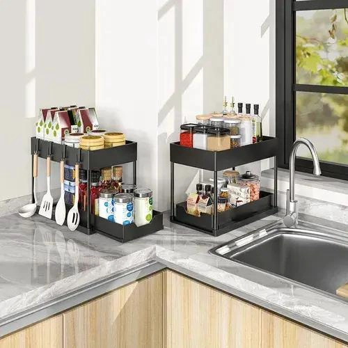 ORGANIZADOR EXTRAIBLE PARA BAJO LAVAPLATOS CON 2 UNIDADES PARA COCINA Y BAÑO - 2