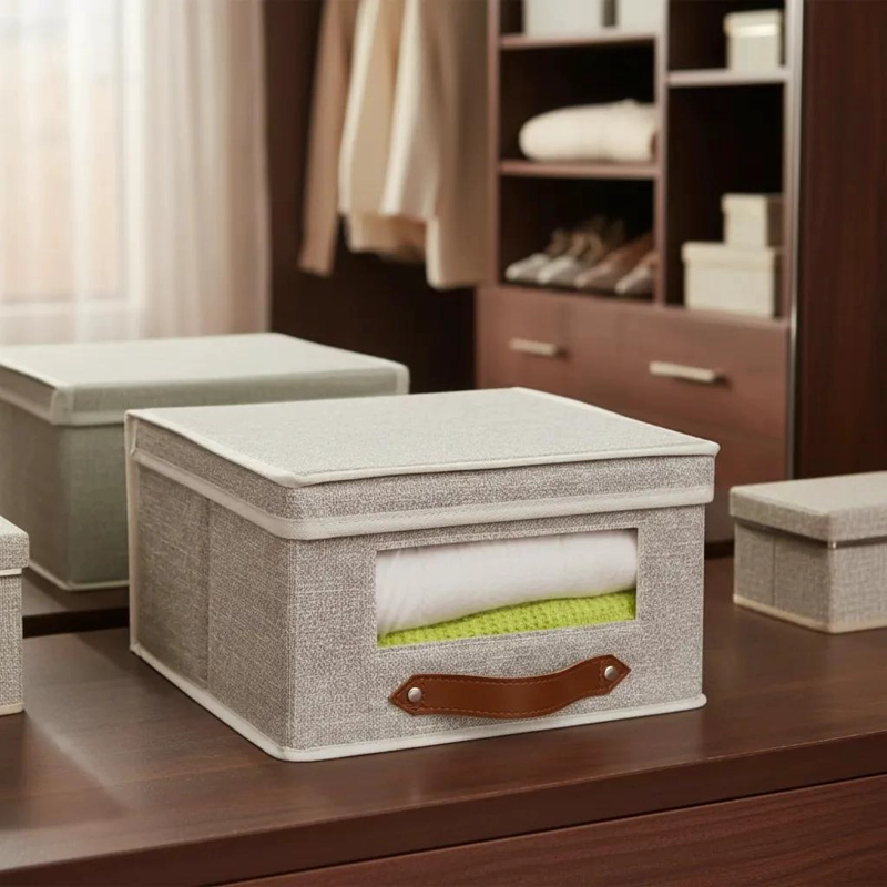 CAJA ORGANIZADORA DE TELA CON DIMENSIONES 30X30X16 CM PARA ALMACENAMIENTO - 1