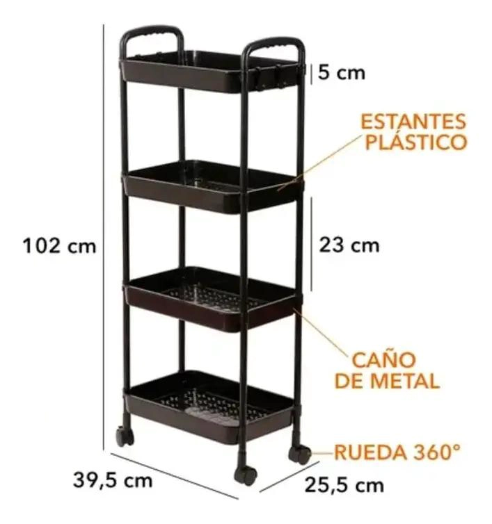 ORGANIZADOR DE CARRITO PARA VERDURAS Y FRUTAS CON 4 NIVELES - 2