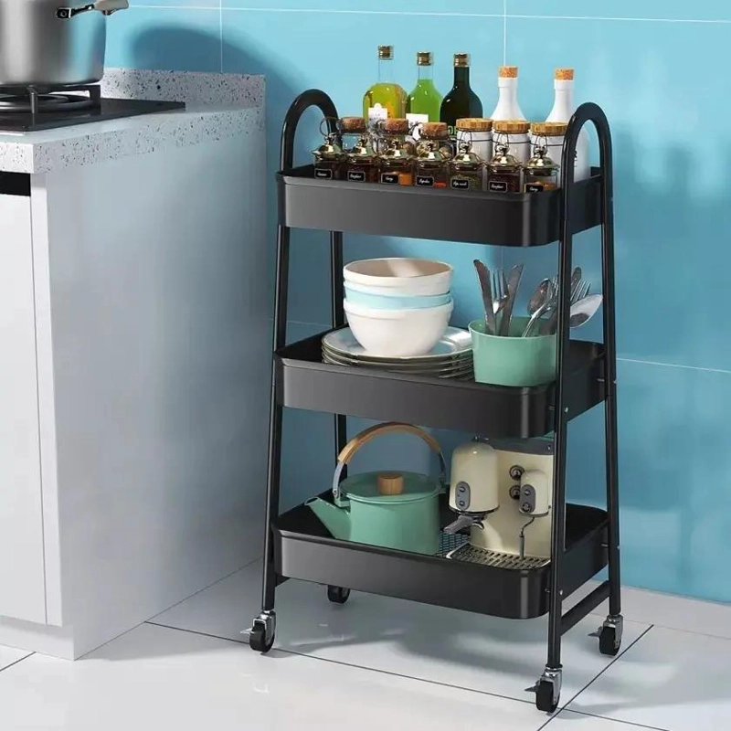 CARRITO ORGANIZADOR DE ALMACENAMIENTO CON TRES NIVELES Y RUEDAS - 4