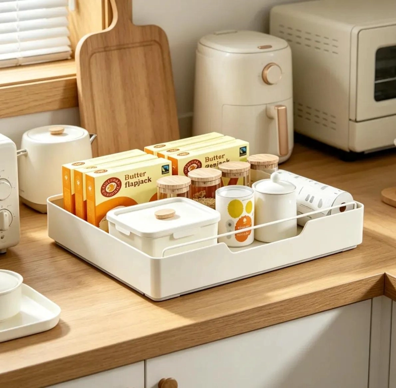 ORGANIZADOR DE COCINA CON REPISA EXTRAIBLE Y BANDEJA DESPLEGABLE PARA OPTIMIZAR - 1