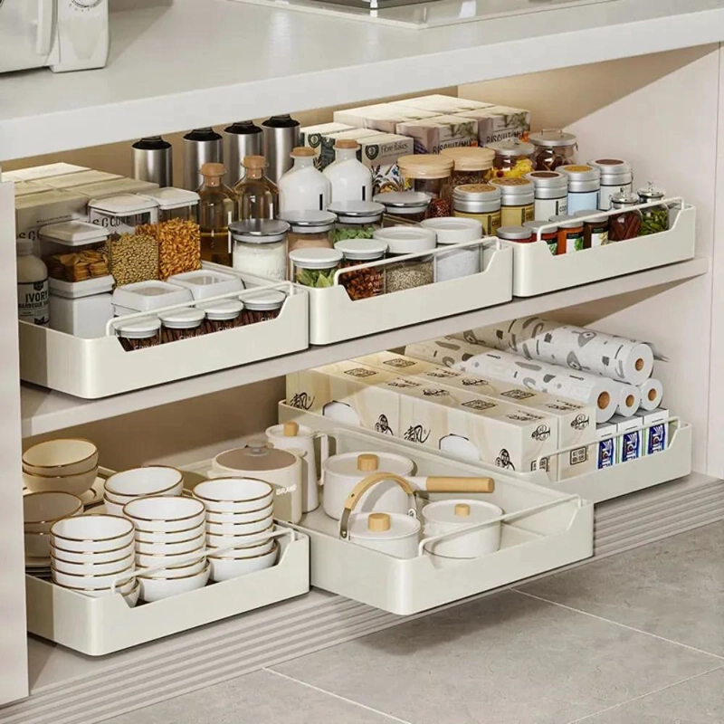 ORGANIZADOR DE COCINA CON REPISA EXTRAIBLE Y BANDEJA DESPLEGABLE PARA OPTIMIZAR - 5