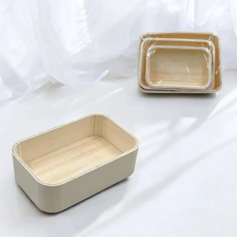 SET DE 3 BANDEJAS DECORATIVAS DE MADERA CON DISEÑO REDONDEADO - 2