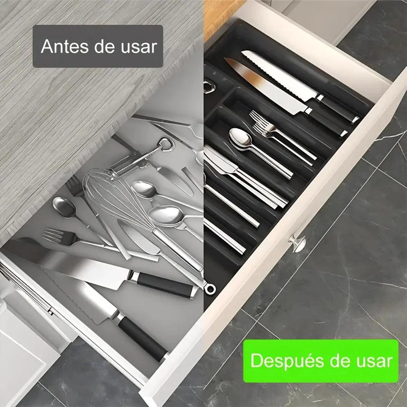 ORGANIZADOR DE CUBIERTOS EXPANDIBLE CON 8 COMPARTIMENTOS PARA COCINA - 2