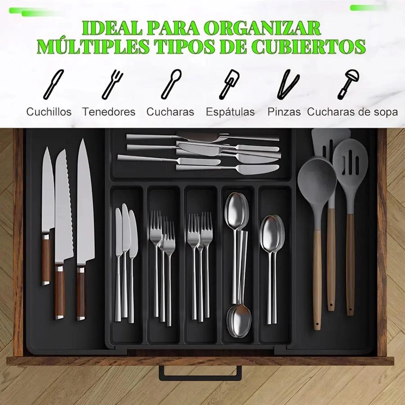 ORGANIZADOR DE CUBIERTOS EXPANDIBLE CON 8 COMPARTIMENTOS PARA COCINA - 4