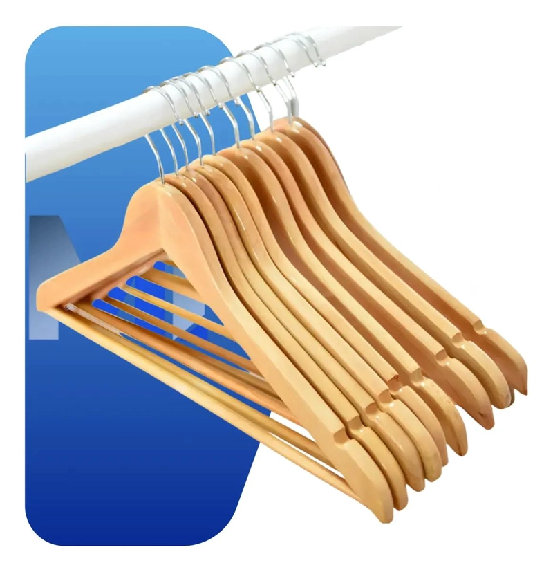 SET DE 32 COLGADORES DE MADERA CON GANCHOS RESISTENTES PARA ROPA - 4