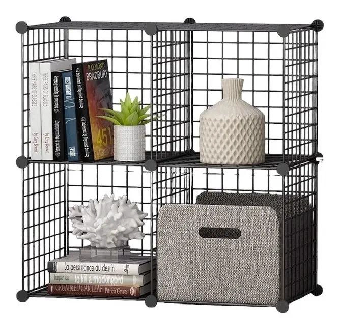 ARMARIO ORGANIZADOR METALICO CON 4 CUBOS EN COLOR NEGRO PARA ALMACENAMIENTO - 1