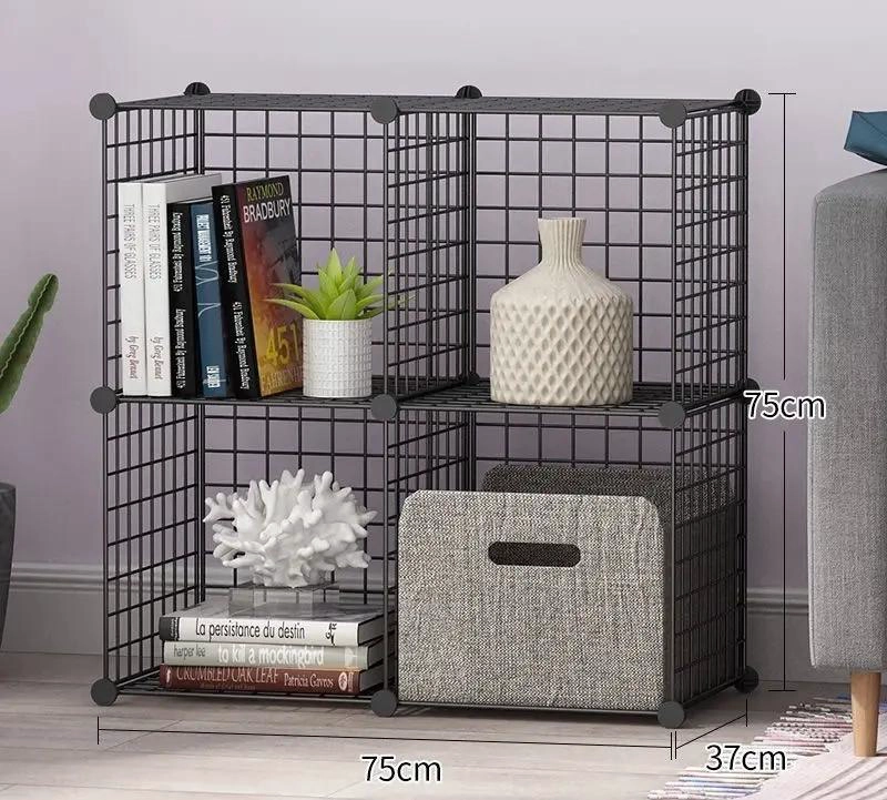 ARMARIO ORGANIZADOR METALICO CON 4 CUBOS EN COLOR NEGRO PARA ALMACENAMIENTO - 2