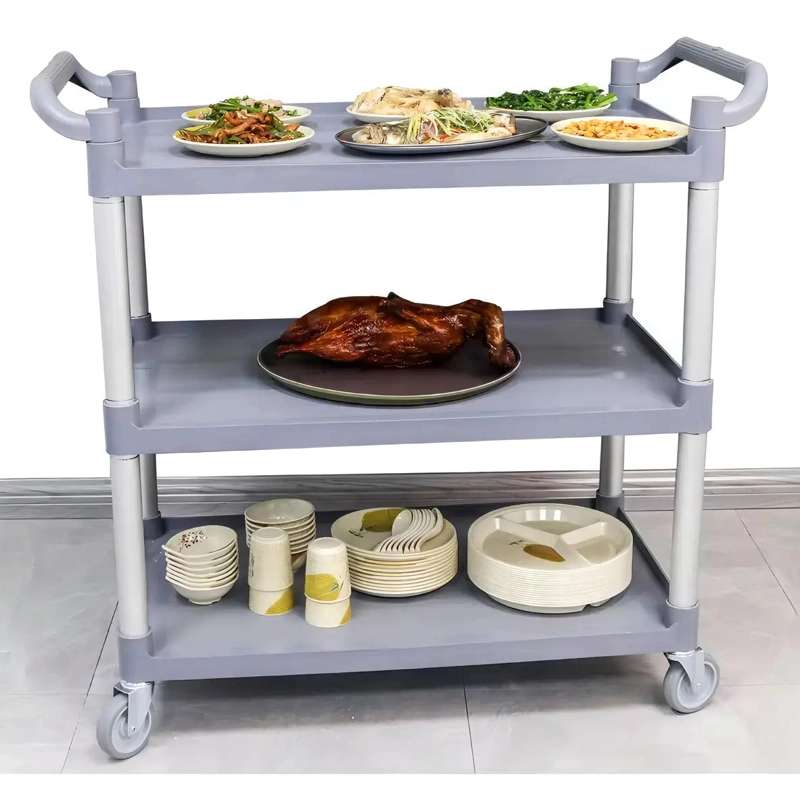 CARRO ORGANIZADOR CON 3 BANDEJAS DE POLIPROPILENO COLOR GRIS 107X52 CM - 5