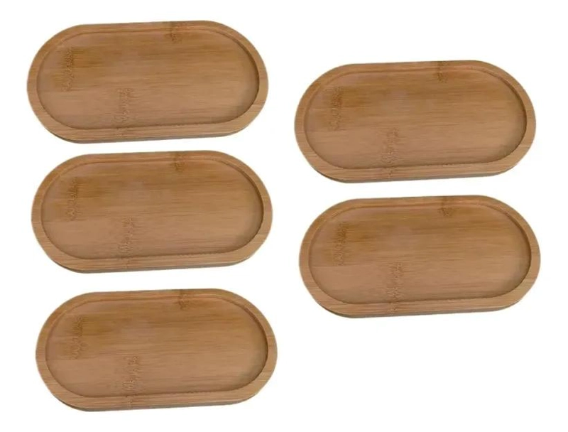 JUEGO DE 10 BANDEJAS DE BAMBU PARA SERVIR CAFE  20X10 CM - 2