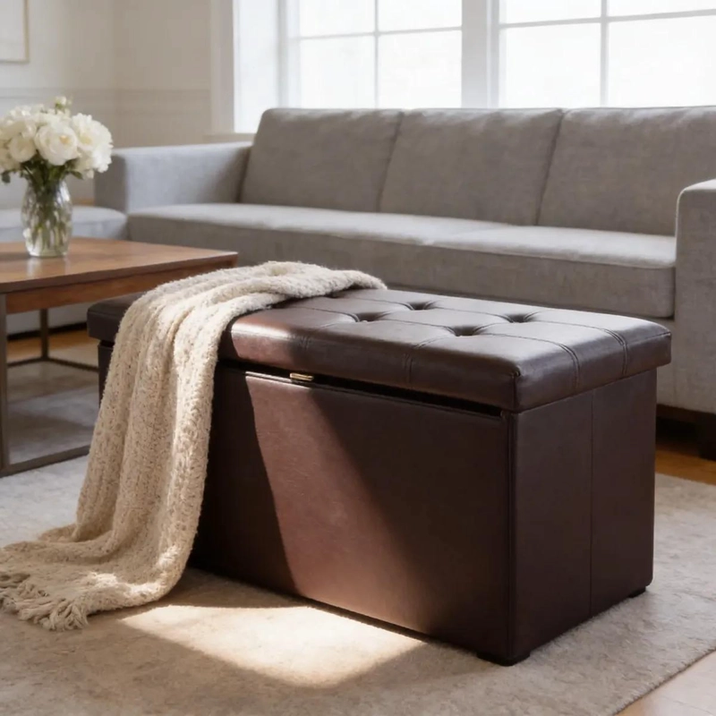 BANQUETA BAUL ORGANIZADORA CON PUFF Y ASIENTO COMODO 76X38 CM - 3