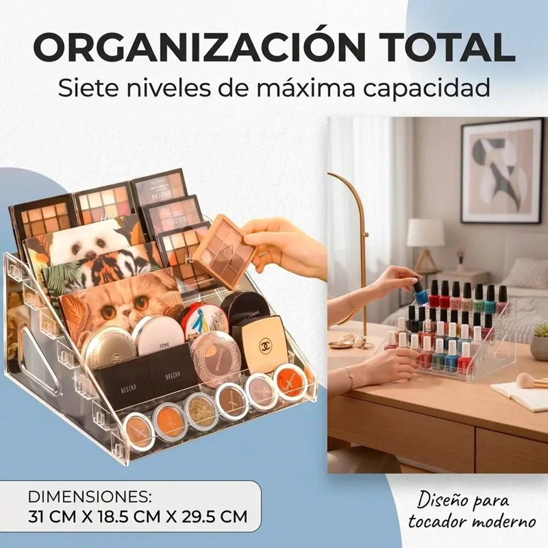 ORGANIZADOR ACRILICO TRANSPARENTE PARA MAQUILLAJE CON 7 NIVELES - 2