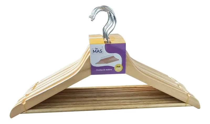 SET DE 50 COLGADORES DE ROPA DE MADERA RESISTENTES Y DURADEROS - 1