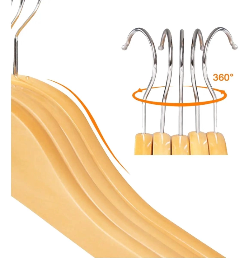 SET DE 50 COLGADORES DE ROPA DE MADERA RESISTENTES Y DURADEROS - 3