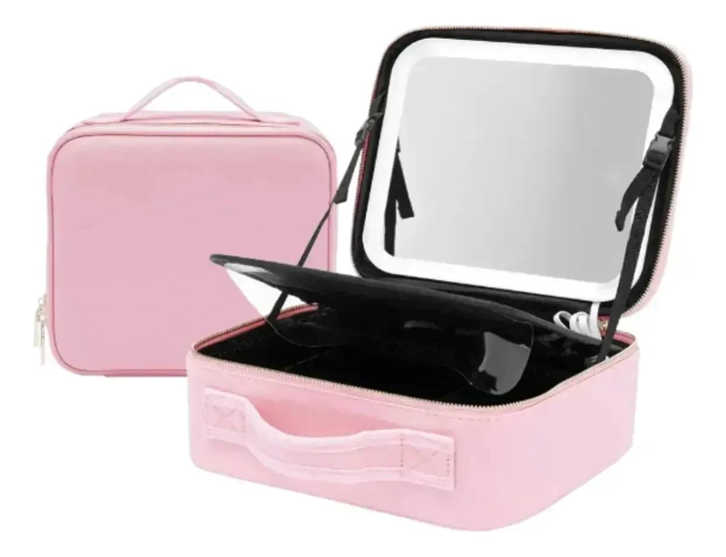 ESTUCHE ORGANIZADOR PARA MAQUILLAJE CON ESPEJO Y LUZ LED INTEGRADA - 2