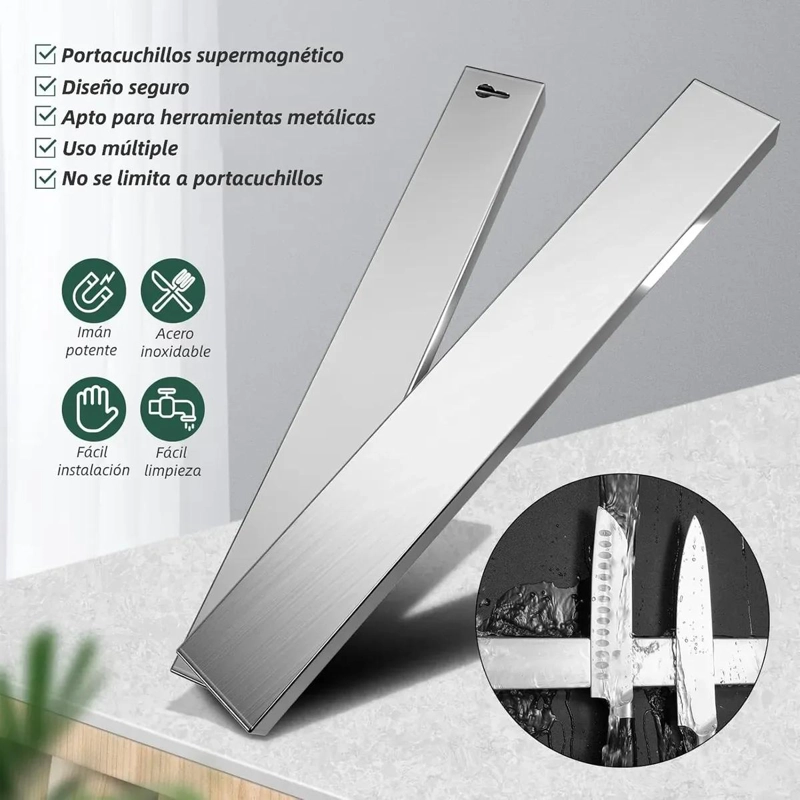 SET DE 2 BARRAS MAGNE TICAS PARA CUCHILLOS Y UTENSILIOS DE COCINA - 5