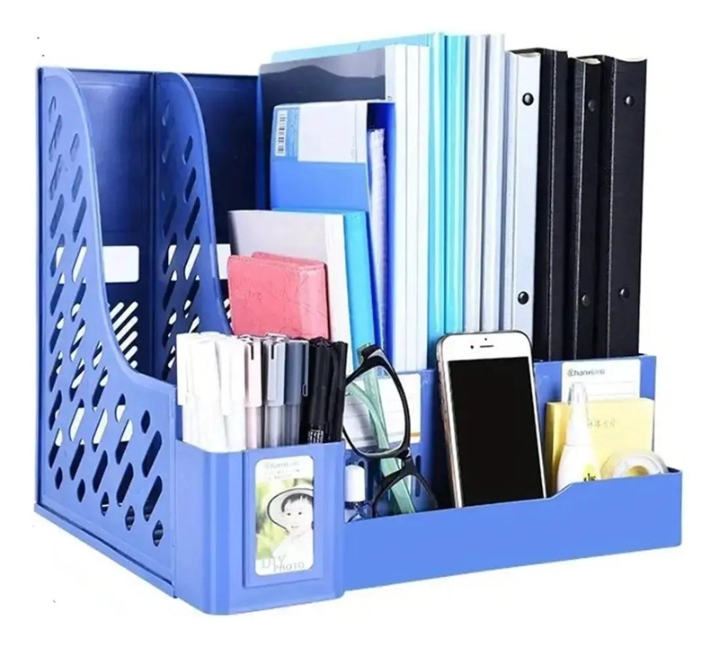 SET DE 3 ORGANIZADORES PARA LIBROS Y REVISTAS DE PLASTICO PARA ESCRITORIO - 2
