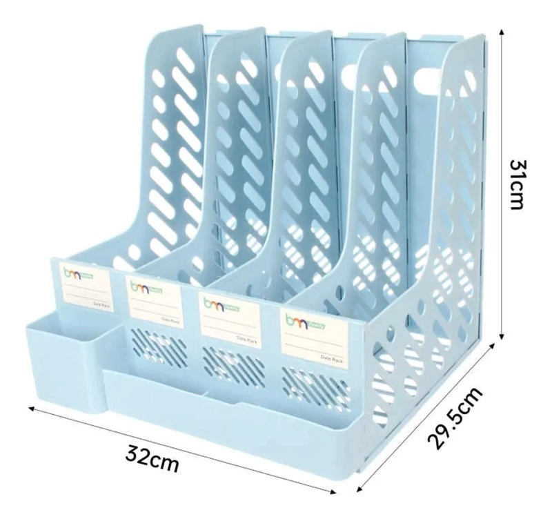 SET DE 3 ORGANIZADORES PARA LIBROS Y REVISTAS DE PLASTICO PARA ESCRITORIO - 3