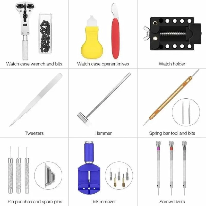 KIT COMPLETO DE HERRAMIENTAS PARA REPARACION Y MANTENIMIENTO DE RELOJES CON EST� - 4