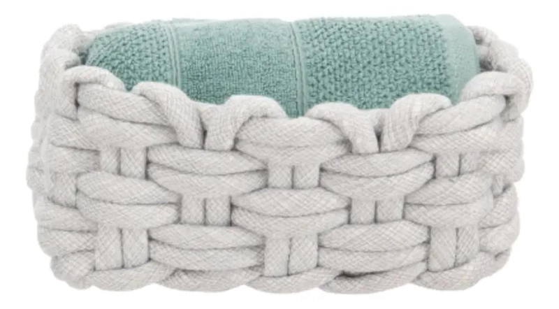 CANASTO ORGANIZADOR TEJIDO DE ALGODON PARA BAÑO Y CLOSET MULTIUSO - 1