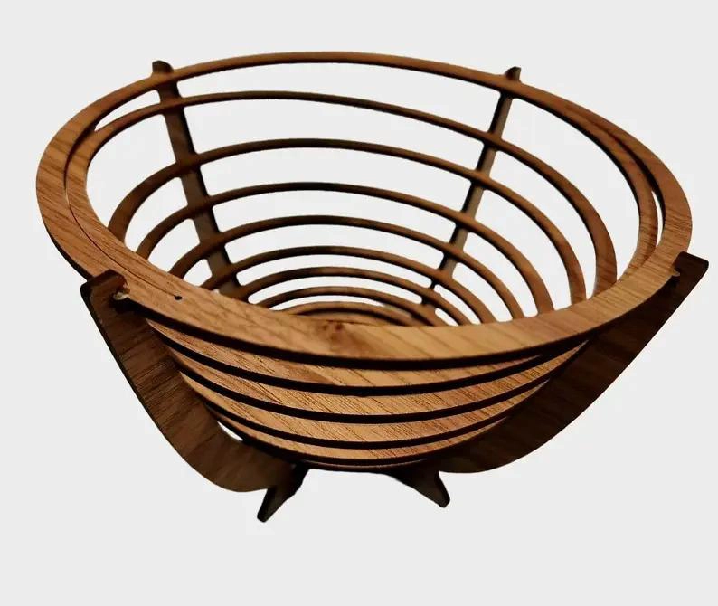 CONJUNTO DE 3 CESTAS REDONDAS DE MADERA EN ESPIRAL PARA ALMACENAMIENTO - 1