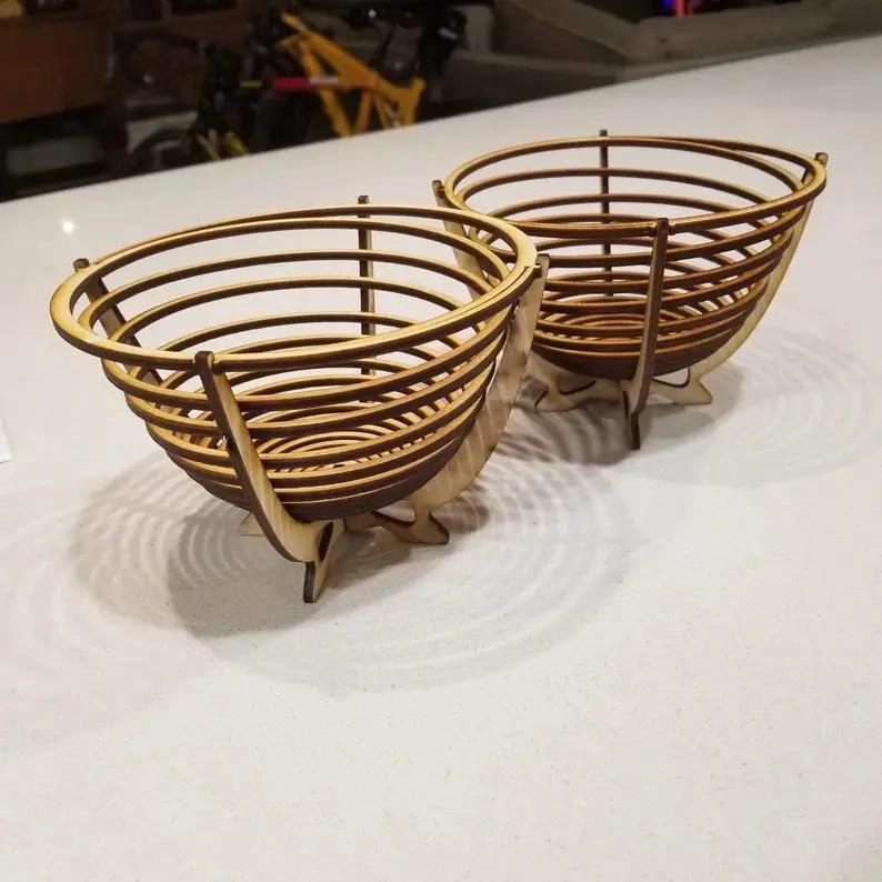 CONJUNTO DE 3 CESTAS REDONDAS DE MADERA EN ESPIRAL PARA ALMACENAMIENTO - 2