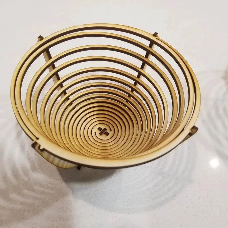 CONJUNTO DE 3 CESTAS REDONDAS DE MADERA EN ESPIRAL PARA ALMACENAMIENTO - 3