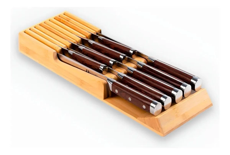 ORGANIZADOR DE CUCHILLOS PARA CAJONES DE COCINA EN BAMBU NATURAL - 2