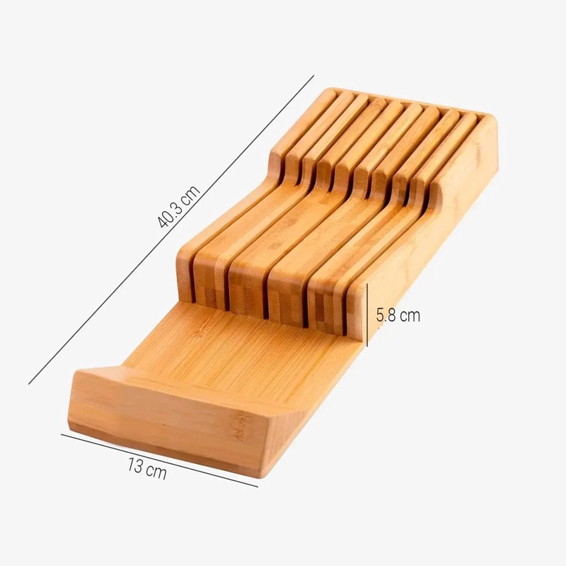ORGANIZADOR DE CUCHILLOS PARA CAJONES DE COCINA EN BAMBU NATURAL - 5