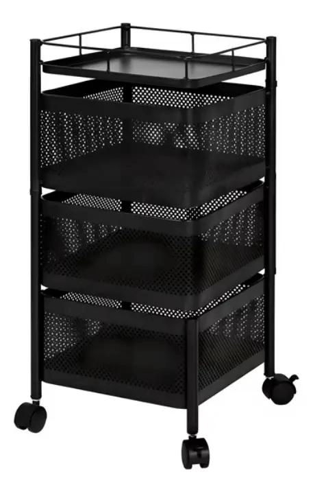 ORGANIZADOR METALICO GIRATORIO DE COCINA CON 3 NIVELES Y RUEDAS - 3