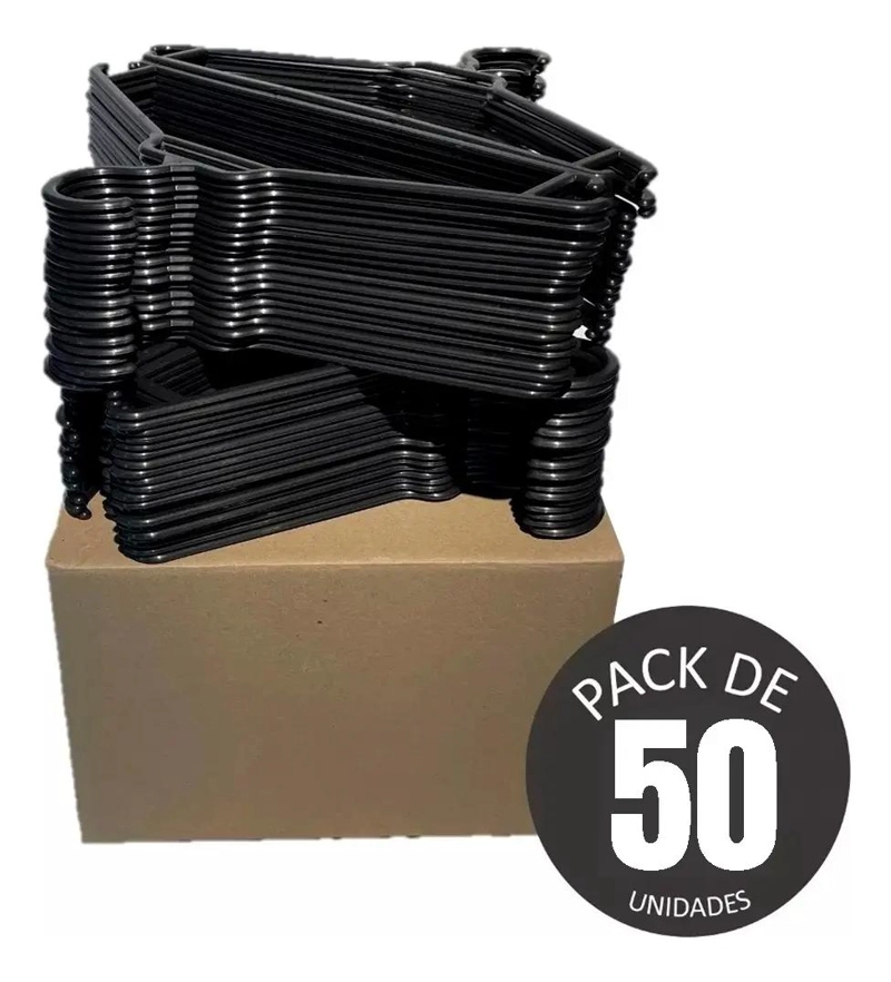 SET DE 50 COLGADORES DE PLASTICO NEGRO PARA ROPA RESISTENTES Y DURADEROS - 2