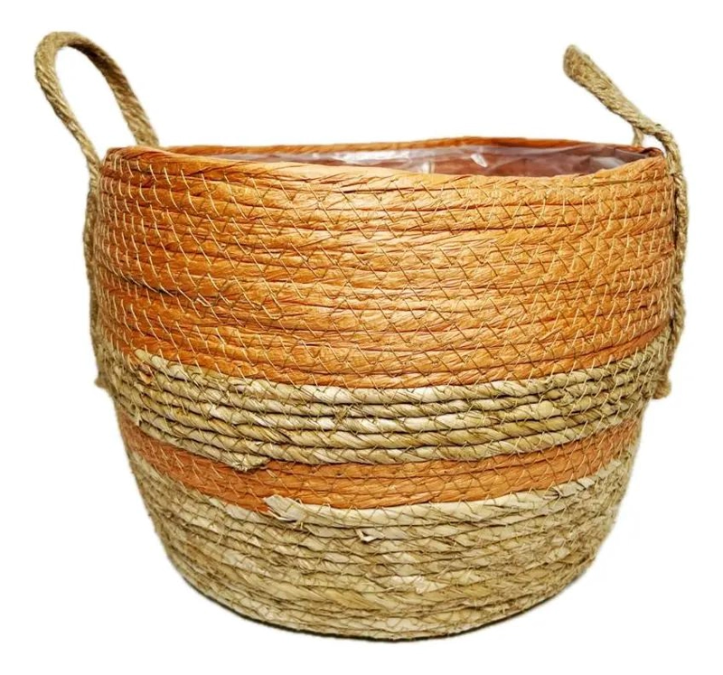 SET DE 3 CANASTOS DE FIBRA NATURAL PARA MACETERO Y ROPA - 2