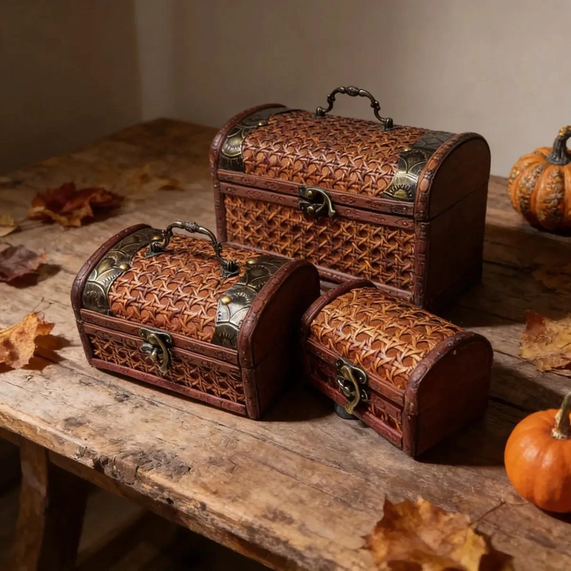 SET DE 3 CAJAS ORGANIZADORAS DECORATIVAS CON DISEÑO BAUL - 3