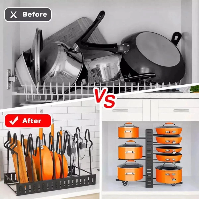 ORGANIZADOR DE OLLAS Y SARTENES CON 8 NIVELES PARA COCINA - 4