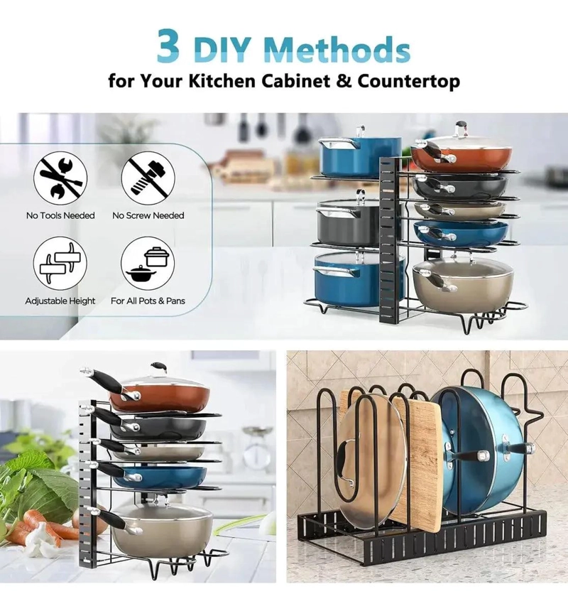 ORGANIZADOR DE OLLAS Y SARTENES CON 8 NIVELES PARA COCINA - 5