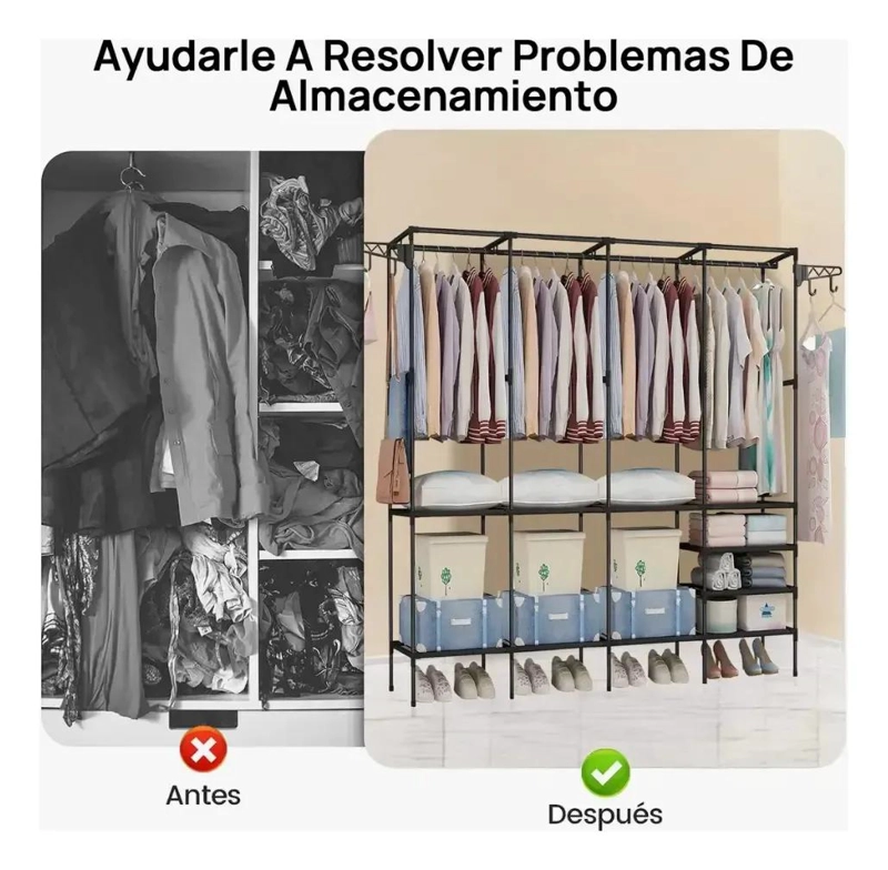PERCHERO DE PISO PARA ORGANIZADOR DE ROPA CON RACK Y COLGADOR PARA CLOSET - 5