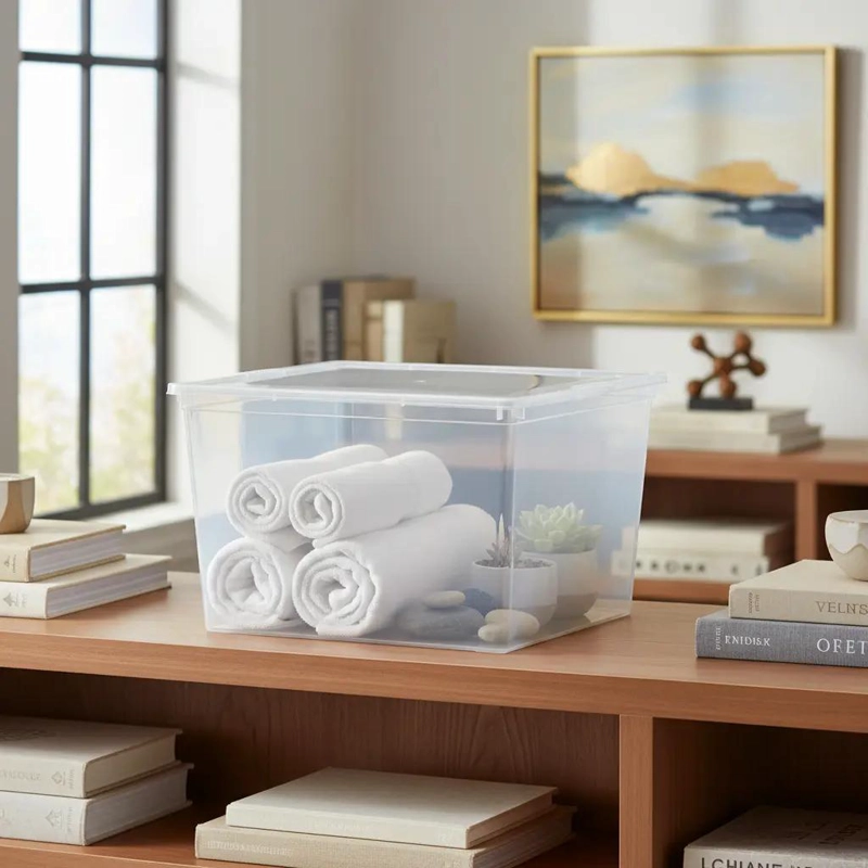 CAJA ORGANIZADORA APILABLE CON TAPA CAPACIDAD 30 LITROS PARA ALMACENAMIENTO - 1