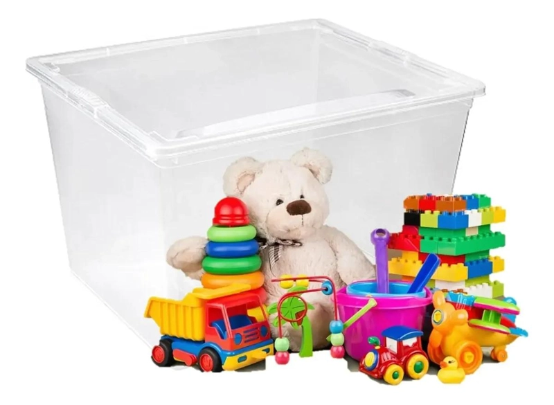 CAJA ORGANIZADORA APILABLE CON TAPA CAPACIDAD 30 LITROS PARA ALMACENAMIENTO - 3