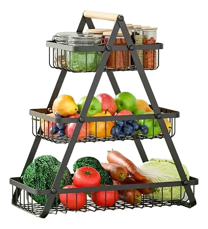 ORGANIZADOR MULTIUSO DE 3 NIVELES PARA FRUTAS Y VEGETALES COLOR NEGRO - 1