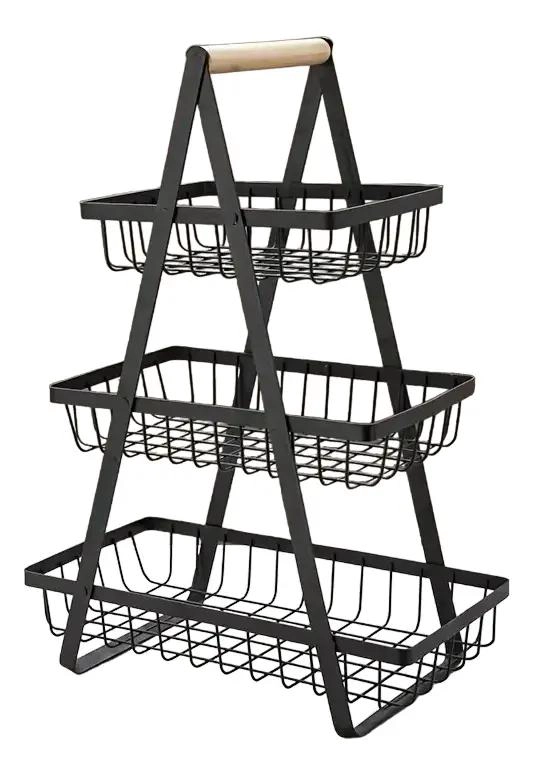 ORGANIZADOR MULTIUSO DE 3 NIVELES PARA FRUTAS Y VEGETALES COLOR NEGRO - 2