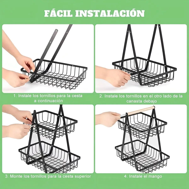 ORGANIZADOR MULTIUSO DE 3 NIVELES PARA FRUTAS Y VEGETALES COLOR NEGRO - 5