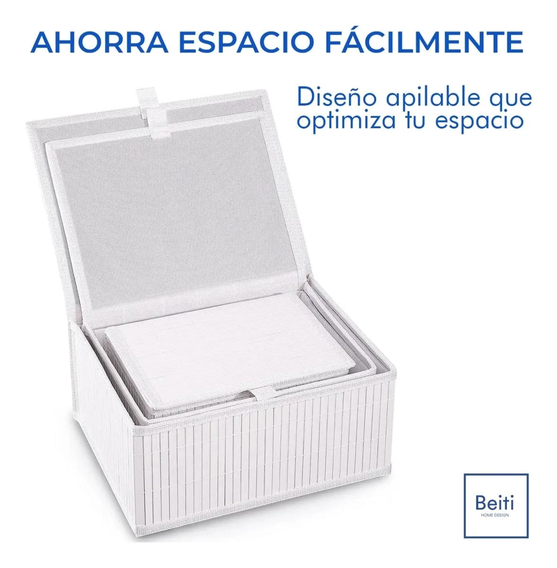 SET DE 3 CANASTOS ORGANIZADORES DE BAMBU PARA EL HOGAR - 5