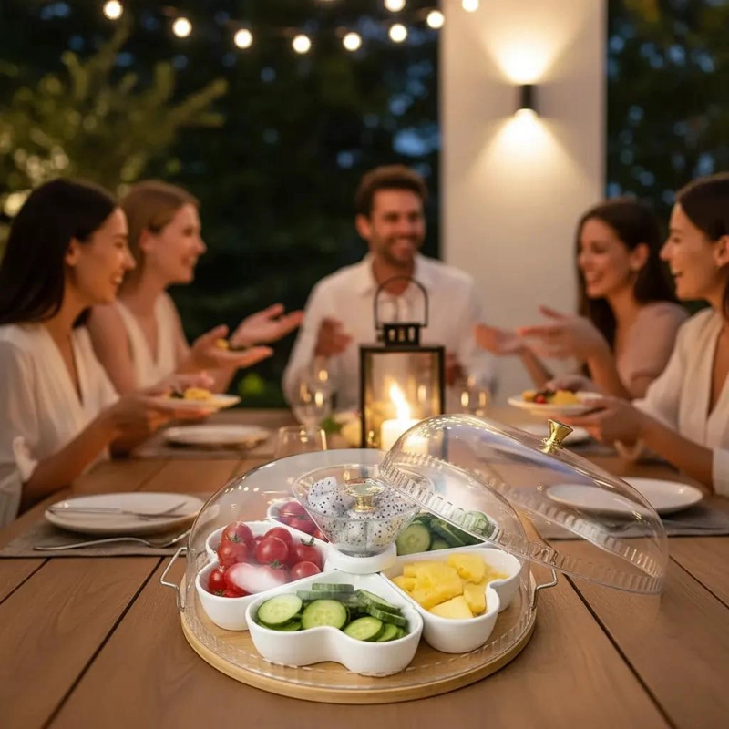 BANDEJA GIRATORIA CON TAPA PARA SNACKS Y FRUTAS SECAS - 3