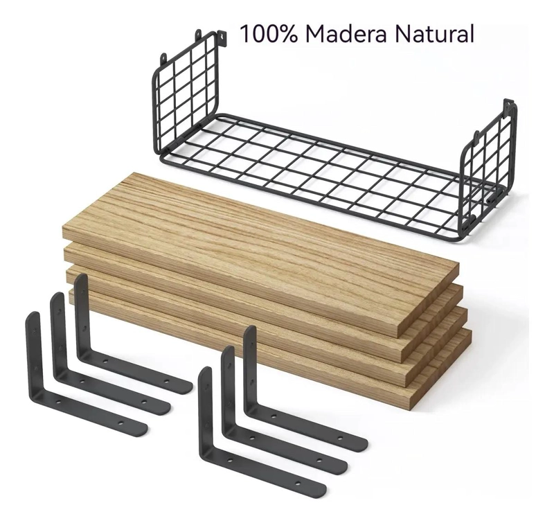 ESTANTE DE MADERA CON 4 REPISAS FLOTANTES PARA HOGAR Y OFICINA - 4