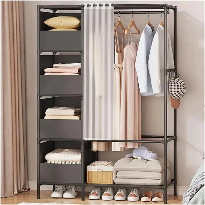 PERCHERO ROBUSTO CON ESTANTERIA PARA ALMACENAMIENTO DE ROPA EN DORMITORIO - 1