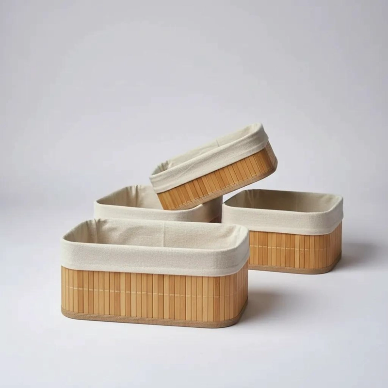SET DE 3 CESTAS DE ALMACENAMIENTO DE BAMBU PARA ORGANIZACION - 1