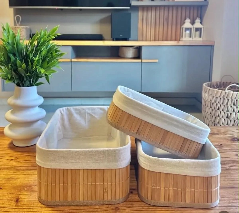 SET DE 3 CESTAS DE ALMACENAMIENTO DE BAMBU PARA ORGANIZACION - 5