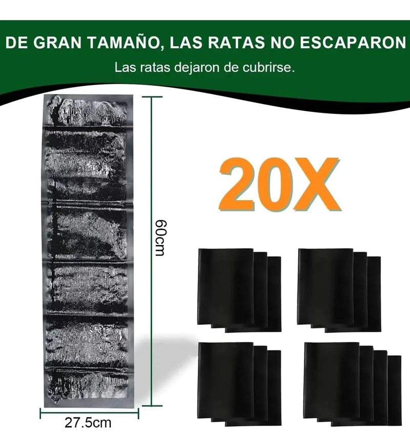 TRAMPA ADHESIVA PARA RATONES PAQUETE DE 20 UNIDADES CONTROL EFECTIVO - 2