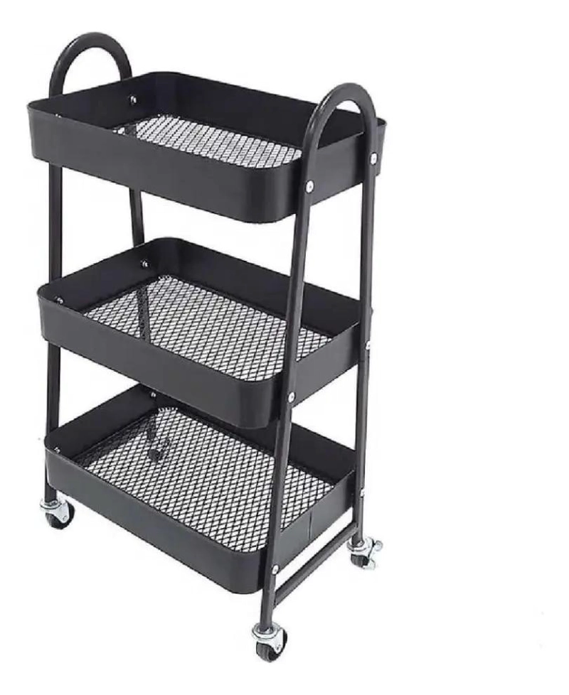 ORGANIZADOR METALICO CON RUEDAS PARA HOGAR COLOR NEGRO FUNCIONAL - 1